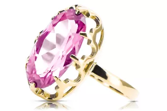 14k żółte złoto Ametyst Pierścionek Vintage Biżuteria vrc253y